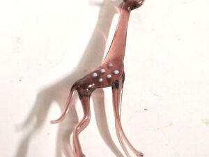 MURANO Sculpture GIRAFE animal verre filé violet vintage 1980 Italie 14cm