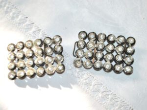 Boucle de ceinture strass en métal argenté vintage