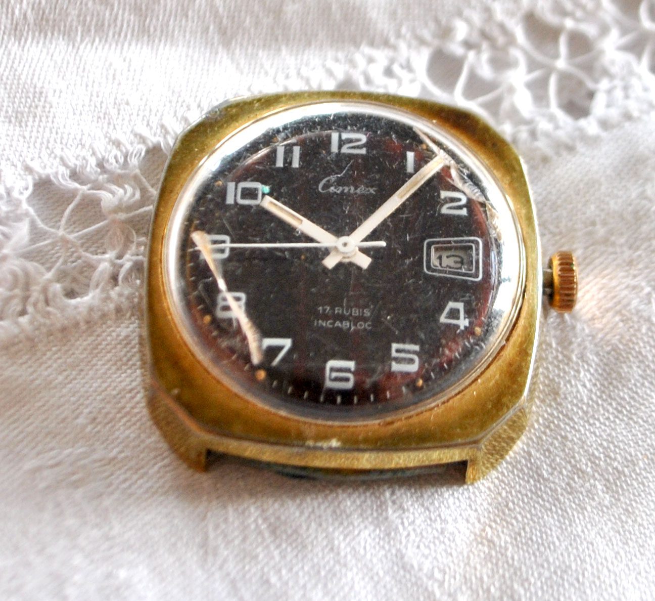 CIMEX Montre boitier vintage Incabloc mouvement mécanique FONCTIONNE 17 rubis – Image 4