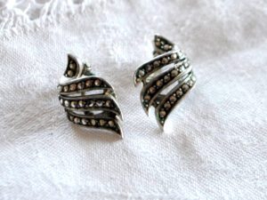 Boucles d'oreilles clips ART DECO Argent 800 marcassite 1920-1930