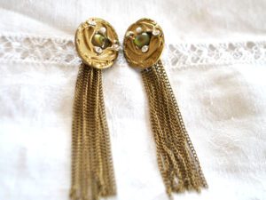 Boucles d'oreilles CLIPS cascade - Bijou créateur vintage 1980 style MARENA Talosel Vautrin