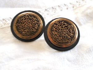 Boucles d'oreilles CLIPS noir et bronze - Bijou vintage