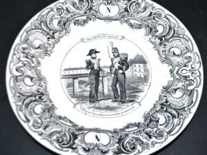 SARREGUEMINES U&C Assiette illustrée parlante "Napoléon"  19e s.