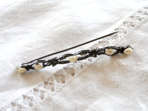 Broche Barrette ART NOUVEAU en ARGENT 800 crabe Marcassite + perle baroque 1900