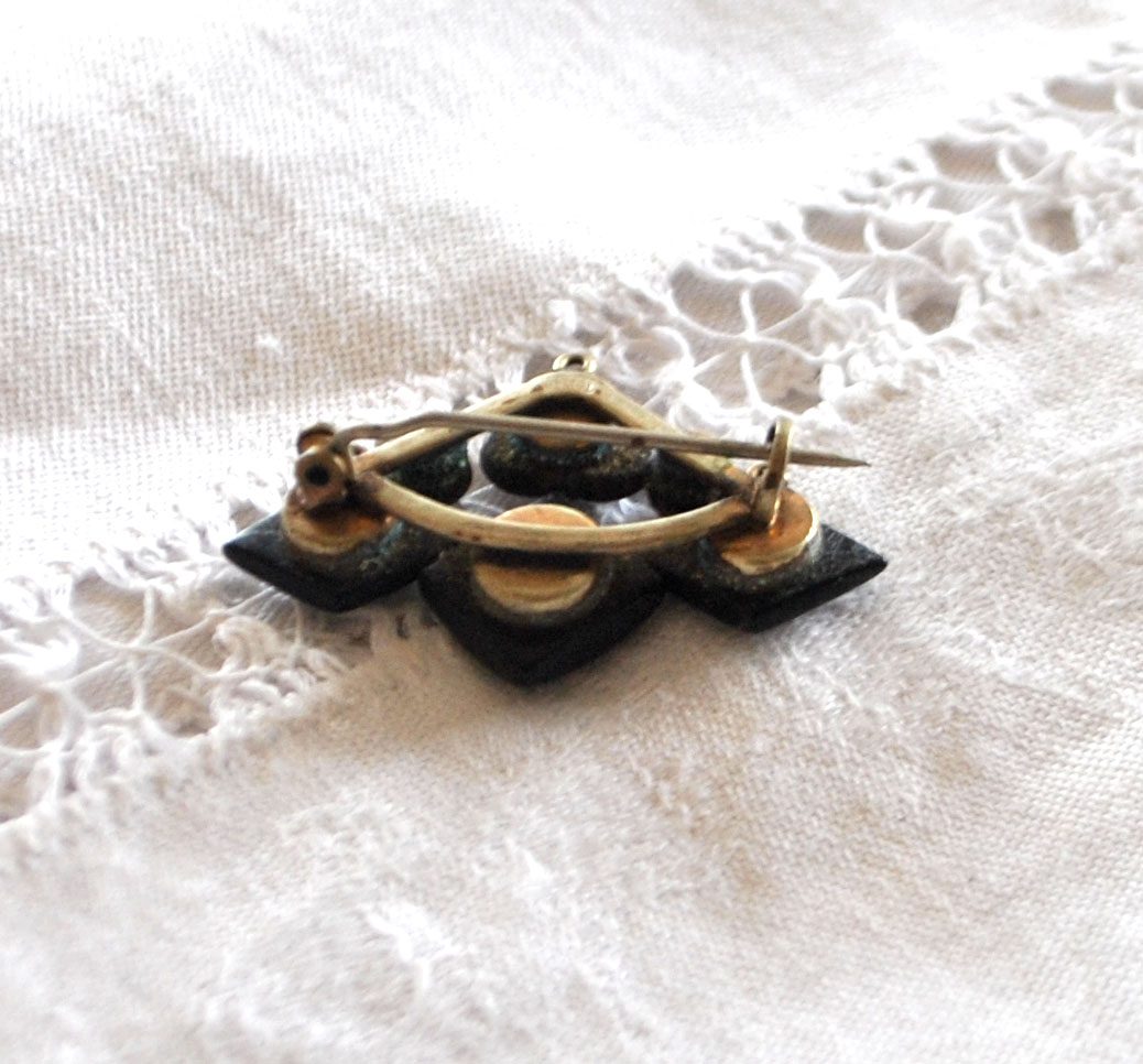 Broche ancienne en pierre noir jais - Bijou de deuil 1900 – Image 5