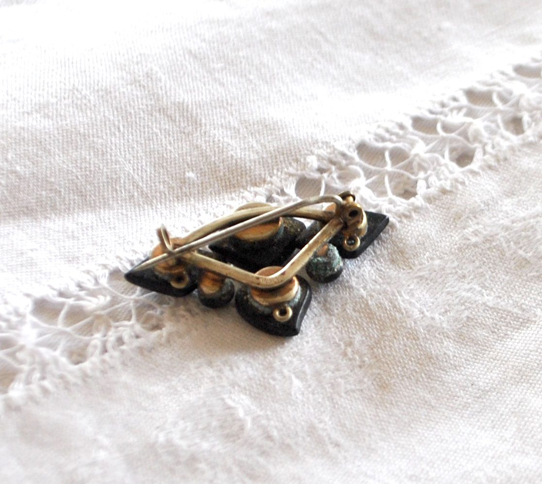 Broche ancienne en pierre noir jais - Bijou de deuil 1900 – Image 7