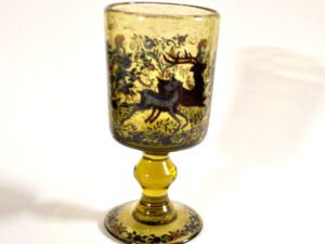 Verre Roemer en verre bullé émaillé Chasseur Alfred TAUBE VOHENSTRAUSS Allemagne