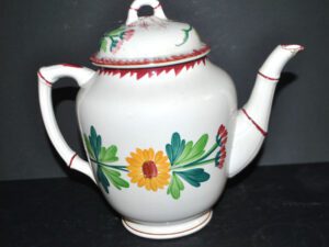 SARREGUEMINES Cafetière décor COLMAR polychrome forme Bambou 1930
