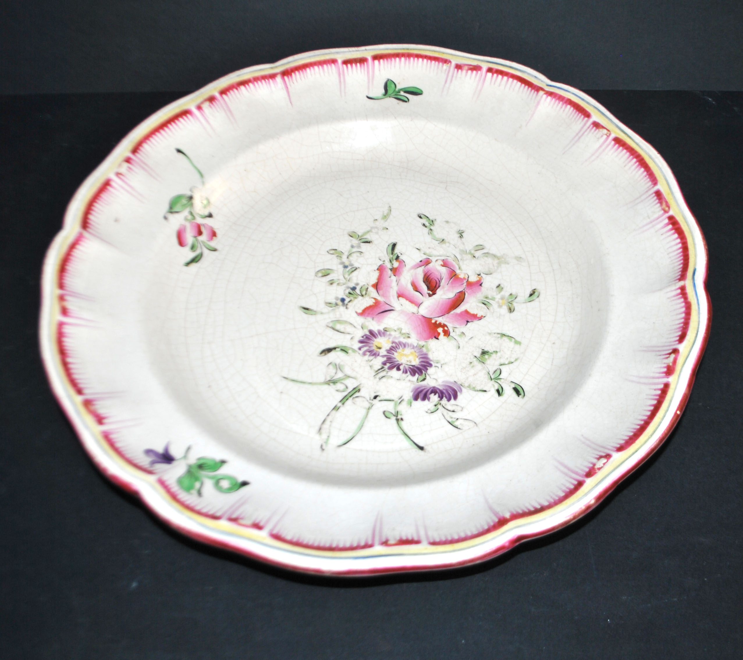 LUNEVILLE Plat fleuri décor réverbère vieux Strasbourg en faïence signé KG – Image 5