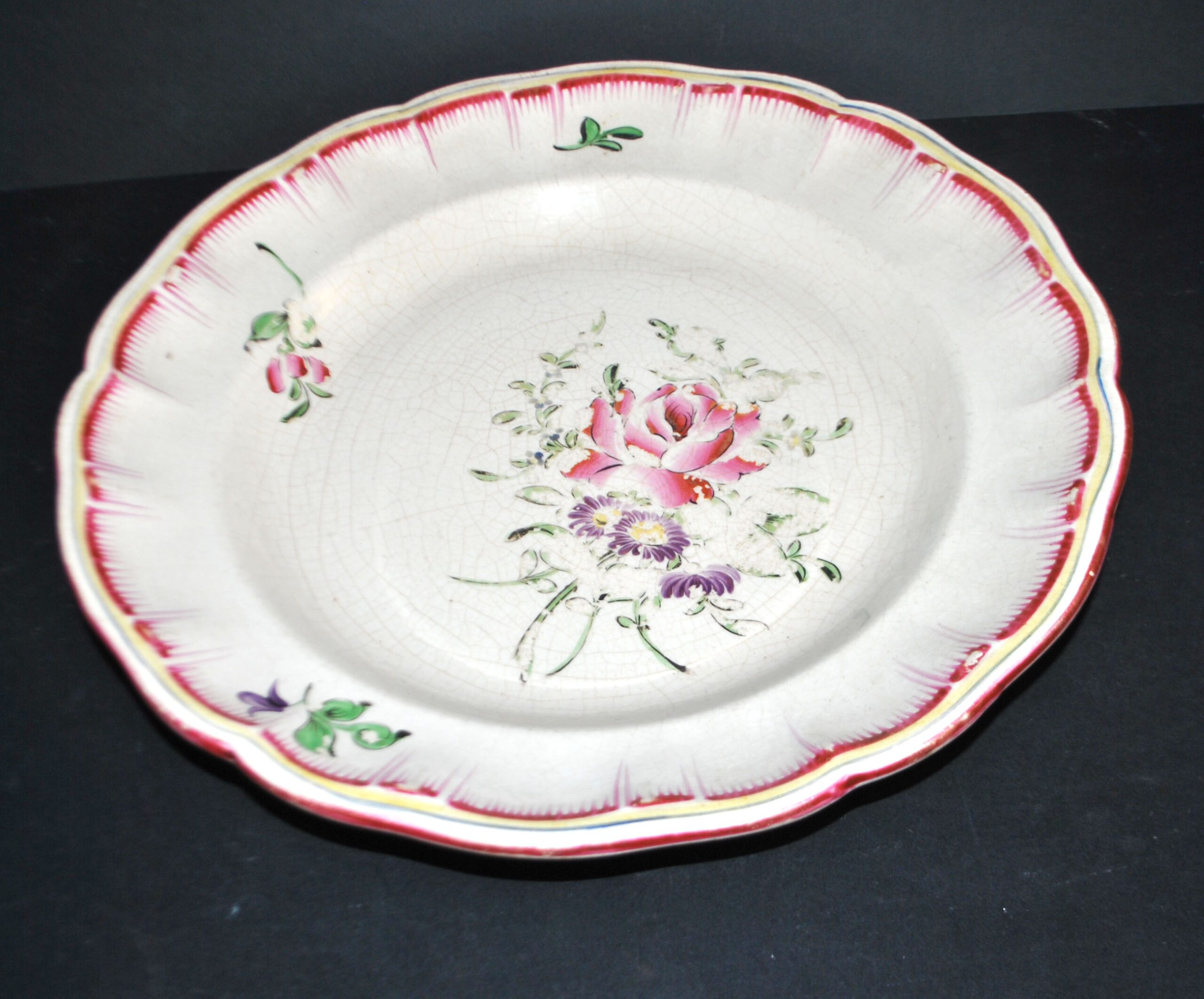 LUNEVILLE Plat fleuri décor réverbère vieux Strasbourg en faïence signé KG – Image 7