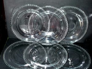 Lot Assiettes présentation en verre - 6 grandes assiettes vintage gravées 31cm