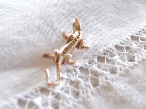 Broche vintage Lézard en métal salamandre - Bijou fantaisie