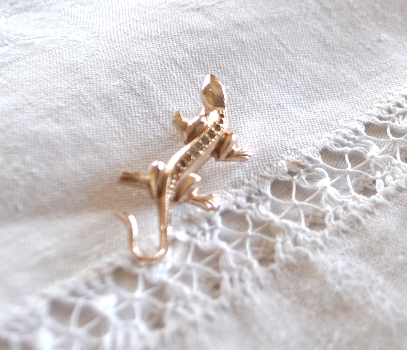 Broche vintage Lézard en métal salamandre - Bijou fantaisie