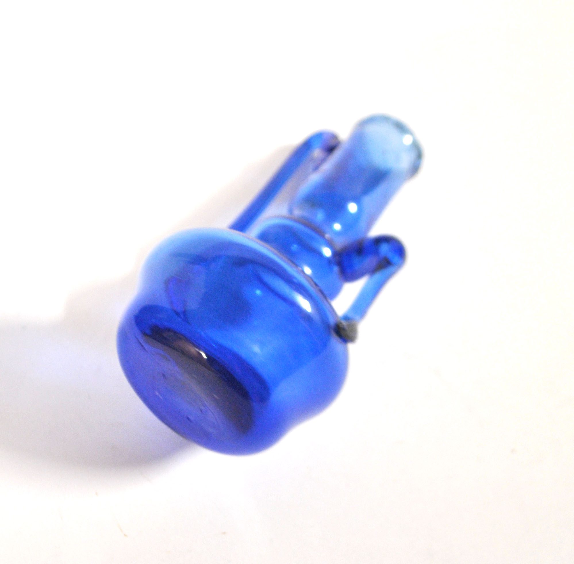 Vase soliflore flacon miniature ancien en verre soufflé bleu ARTISANAT 1900 – Image 10