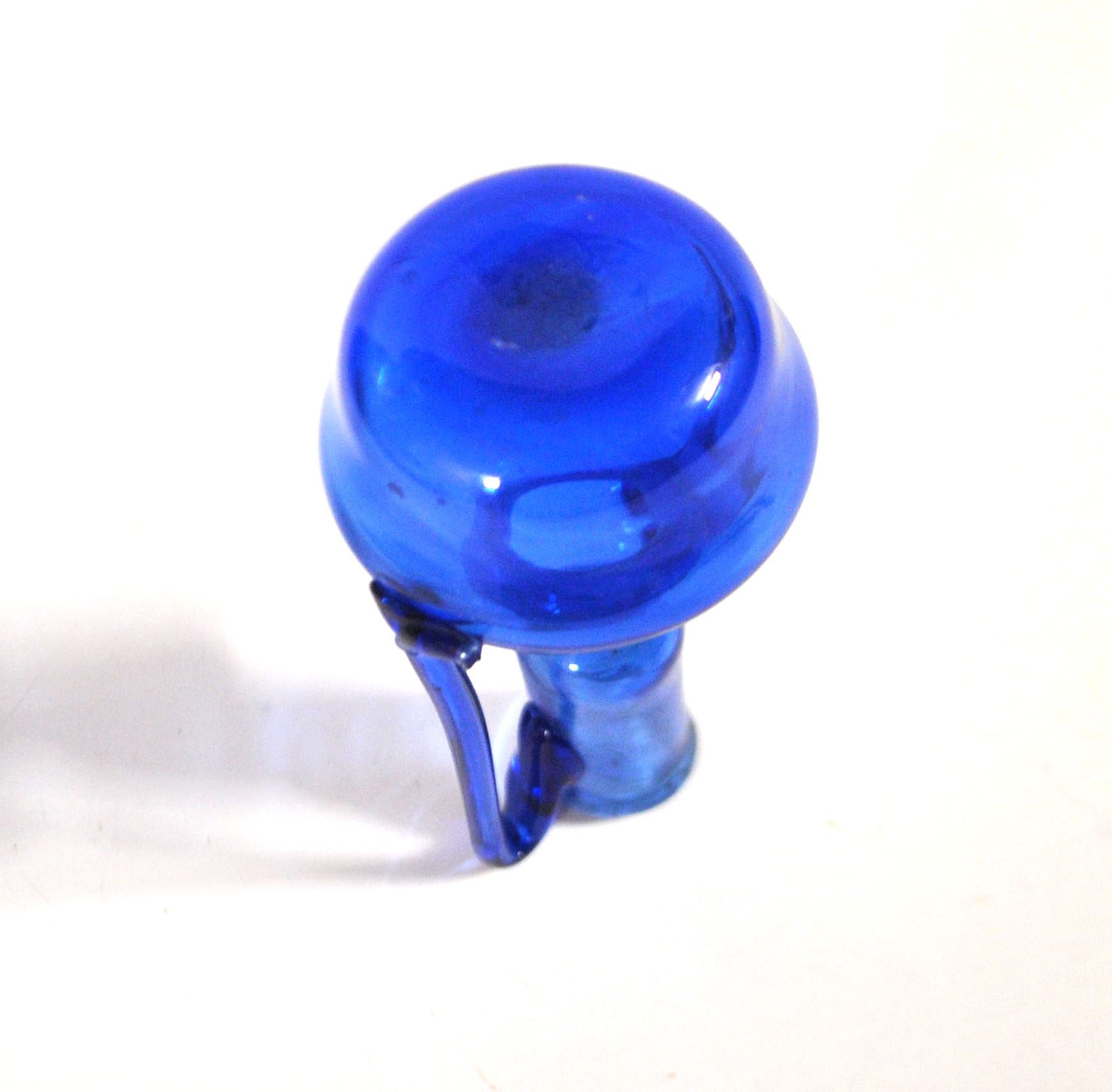 Vase soliflore flacon miniature ancien en verre soufflé bleu ARTISANAT 1900 – Image 14