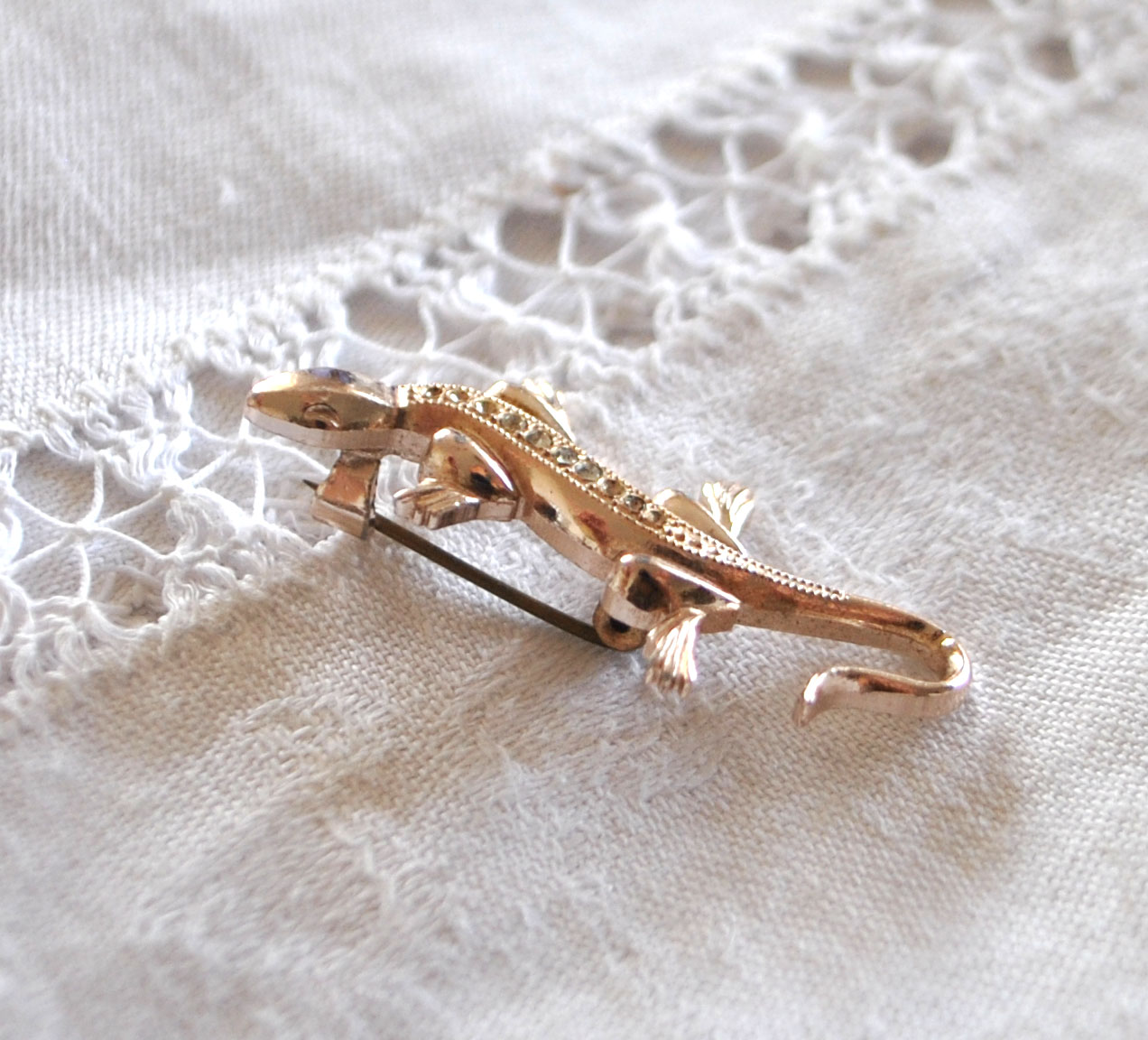 Broche vintage Lézard en métal salamandre - Bijou fantaisie – Image 3
