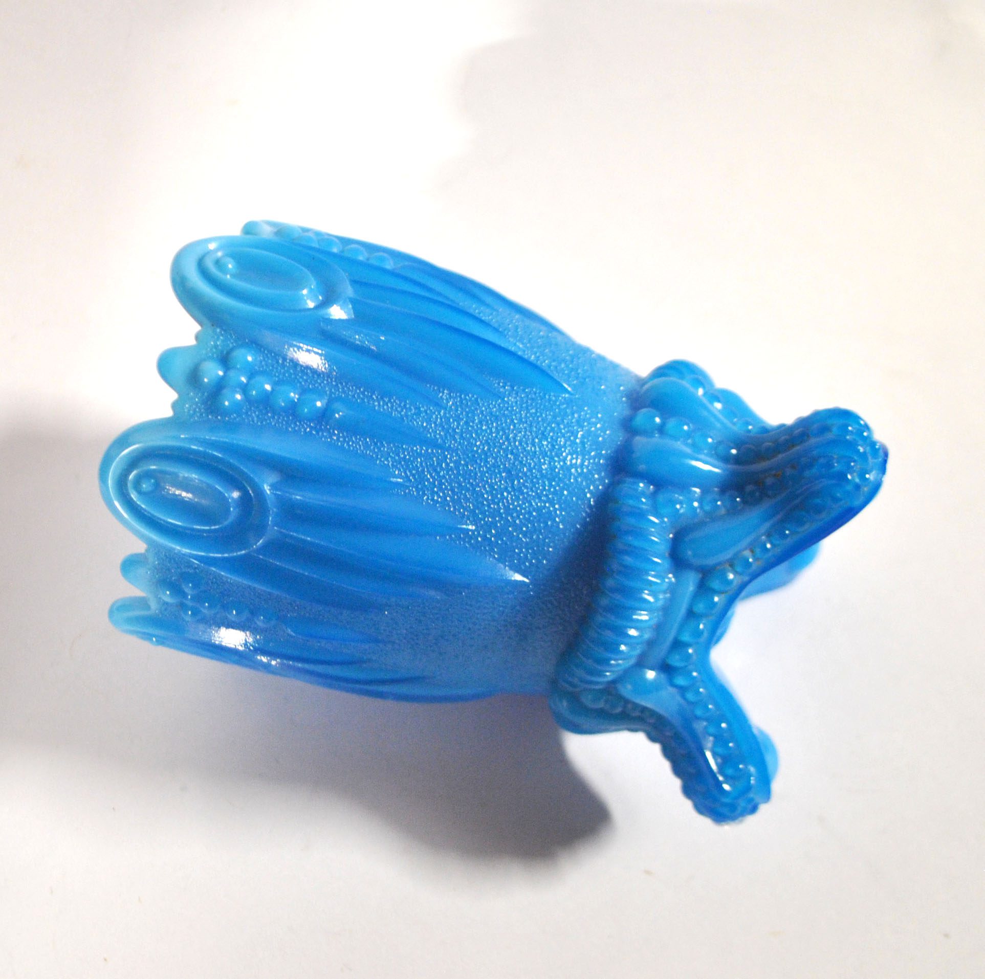 PORTIEUX Gobelet photophore en opaline GOTHIQUE en opaline bleu signé - 1910 – Image 18