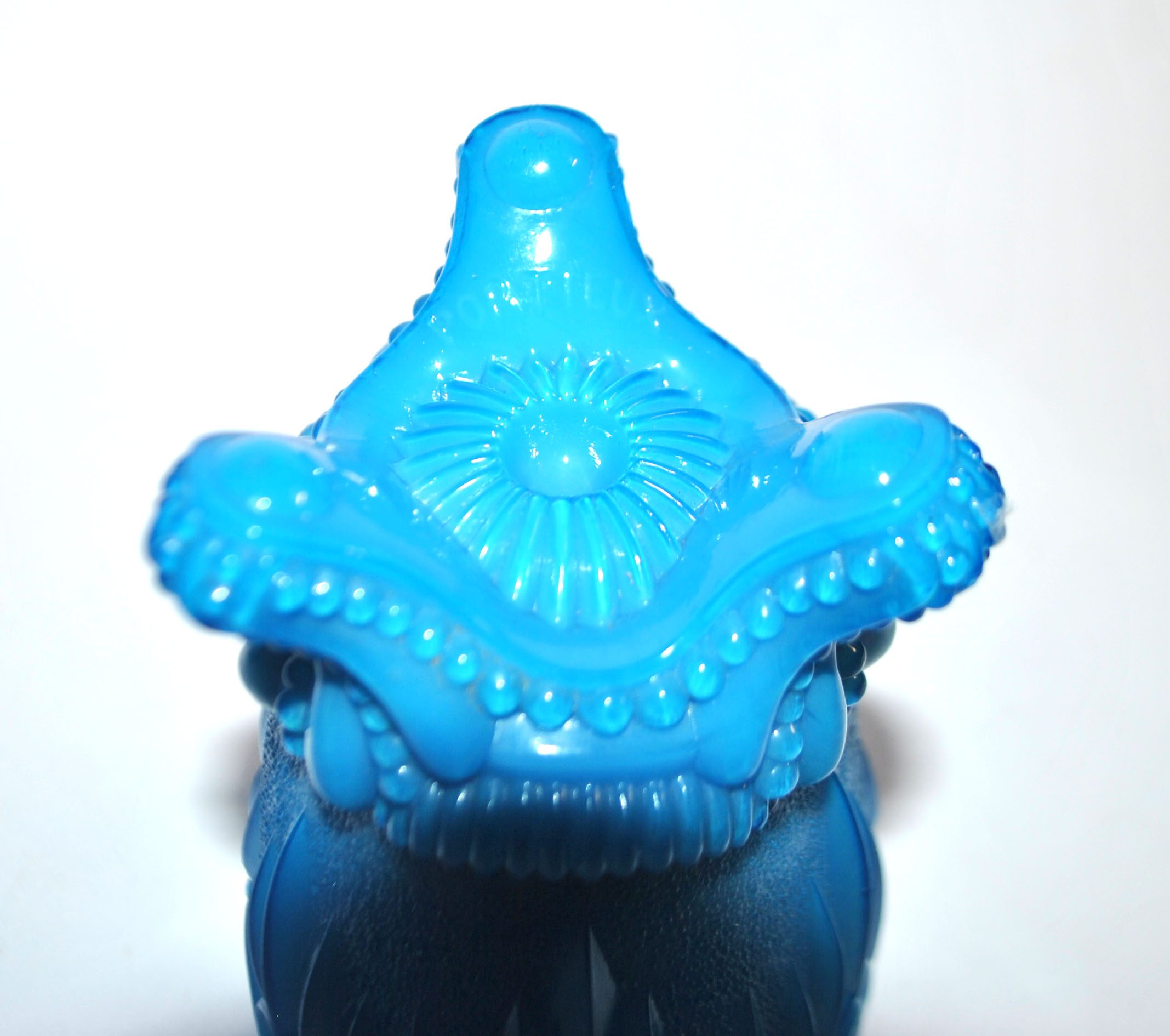 PORTIEUX Gobelet photophore en opaline GOTHIQUE en opaline bleu signé - 1910 – Image 9