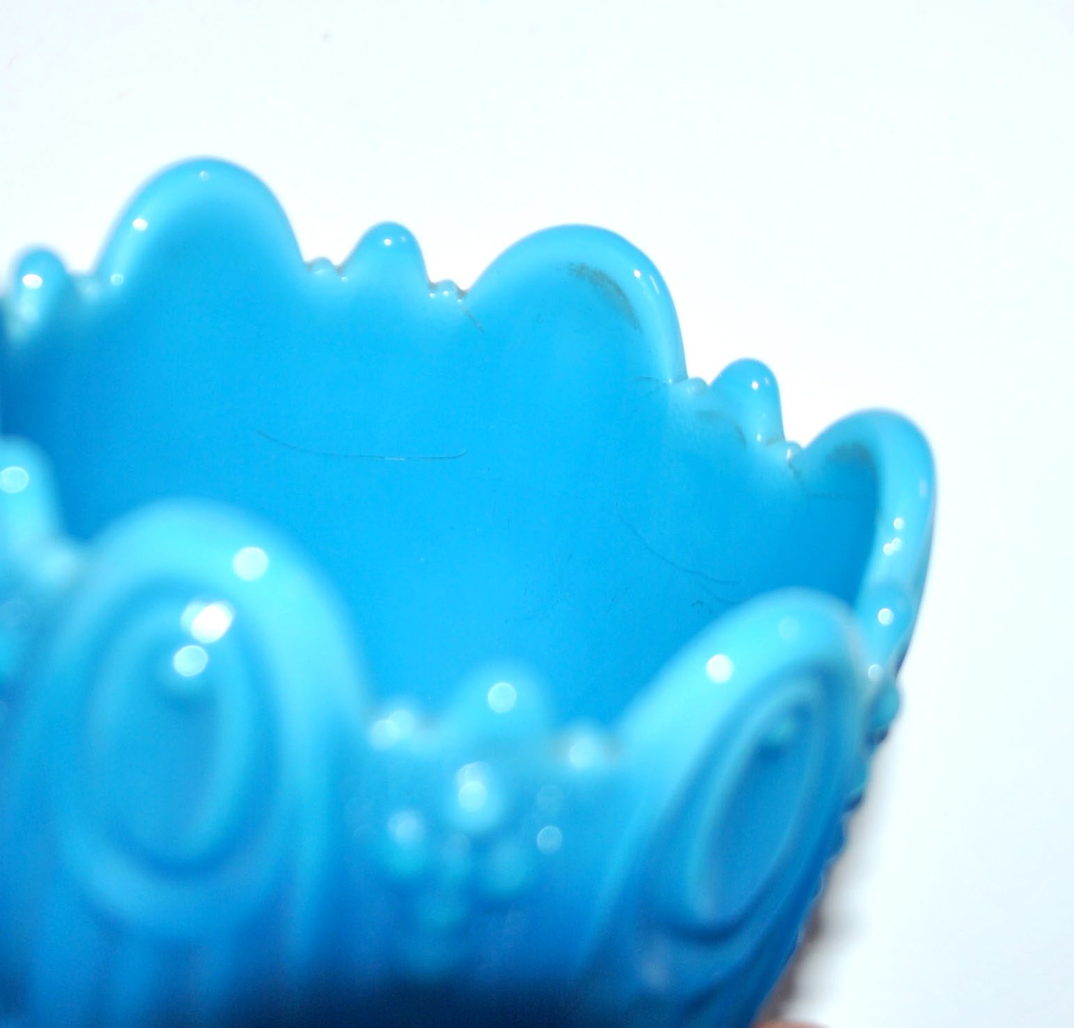 PORTIEUX Gobelet photophore en opaline GOTHIQUE en opaline bleu signé - 1910 – Image 10