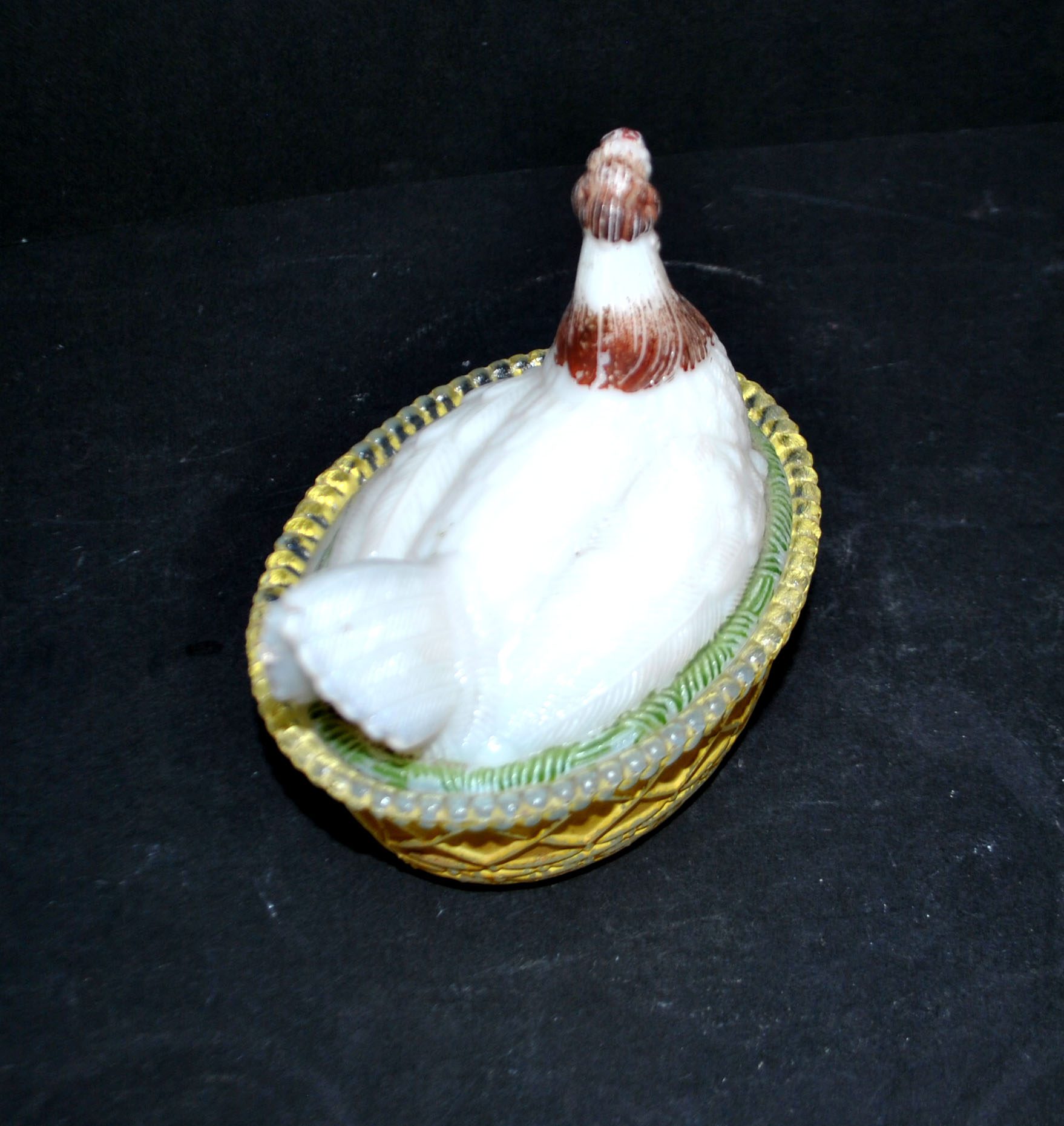 PORTIEUX Boite sucrier bonbonnière POULE en opaline blanche émaillé 1900-1910 – Image 12