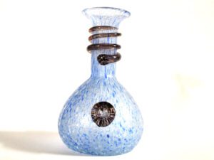 Vase coloré en pâte de verre bleu et blanc - Flacon MURANO Italie