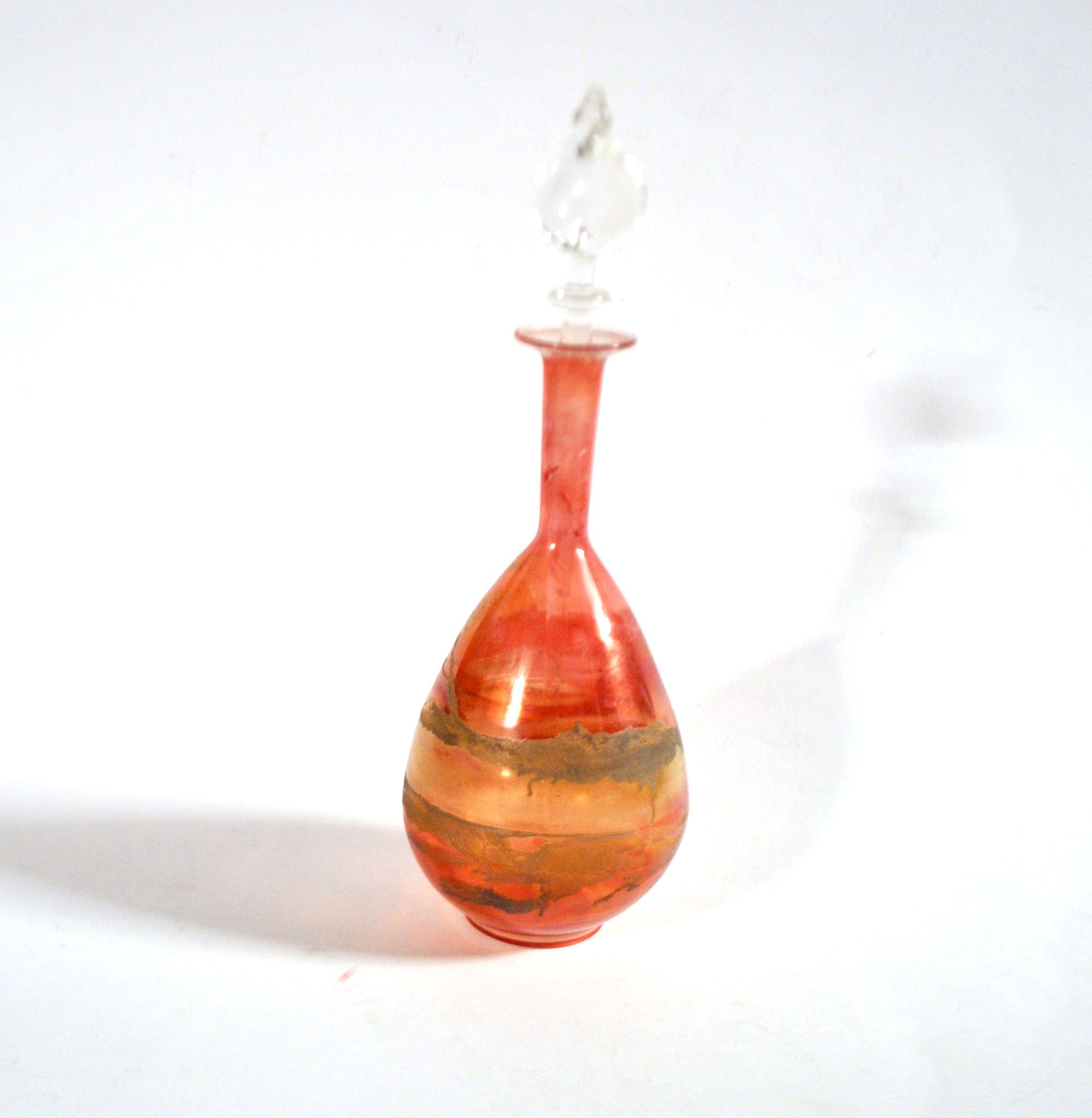 Flacon à parfum en verre soufflé orange irisé Verrier Philippe MERLOZ – Image 5