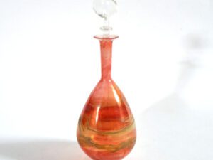 Flacon à parfum en verre soufflé orange irisé Verrier Philippe MERLOZ