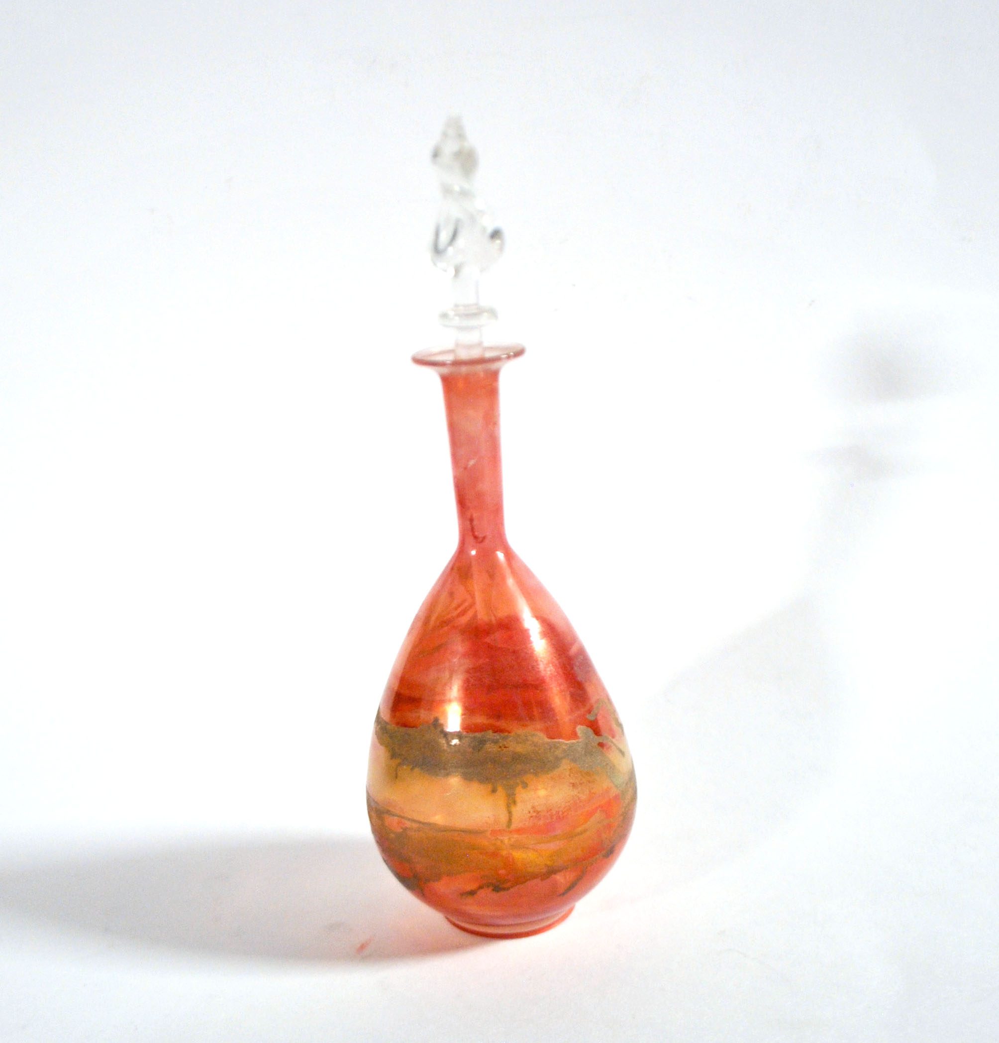 Flacon à parfum en verre soufflé orange irisé Verrier Philippe MERLOZ – Image 7