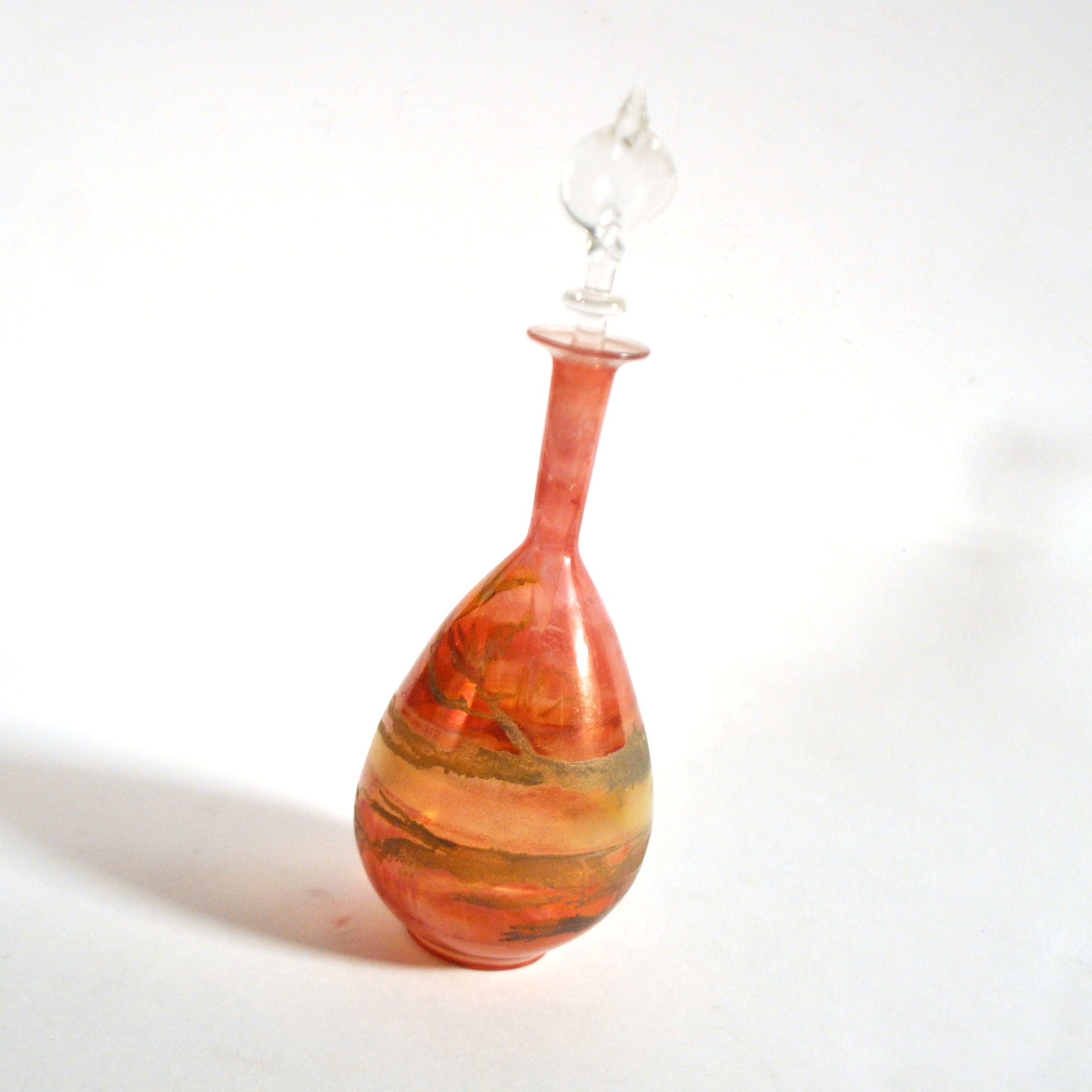 Flacon à parfum en verre soufflé orange irisé Verrier Philippe MERLOZ – Image 8
