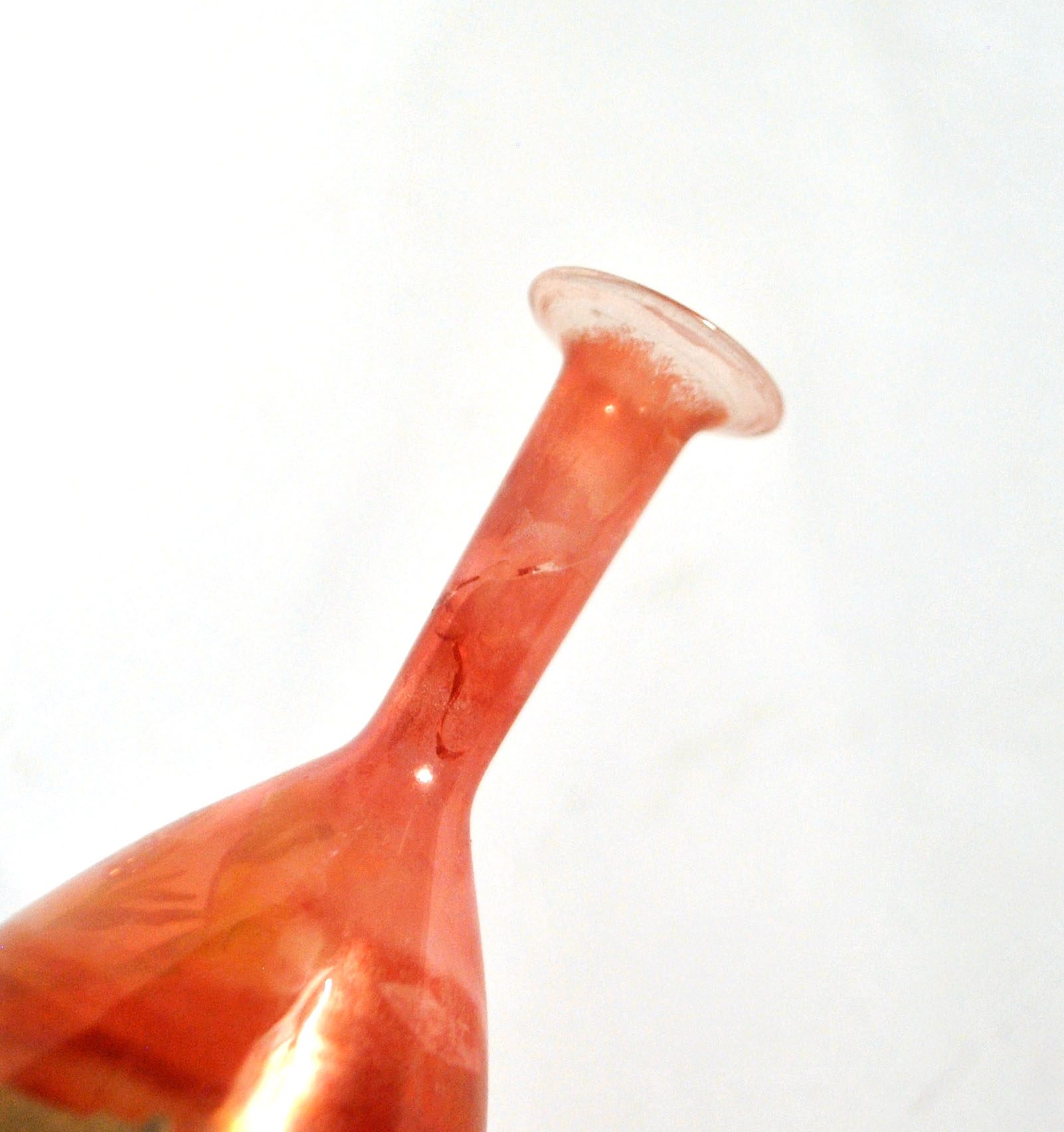 Flacon à parfum en verre soufflé orange irisé Verrier Philippe MERLOZ – Image 11