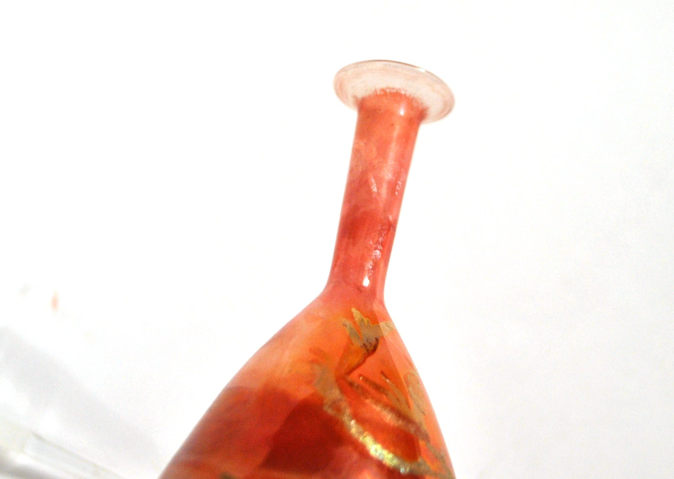 Flacon à parfum en verre soufflé orange irisé Verrier Philippe MERLOZ – Image 12