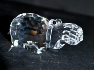 SWAROVSKI Hippopotame Figurine Décoration CRISTAL signé logo cygne