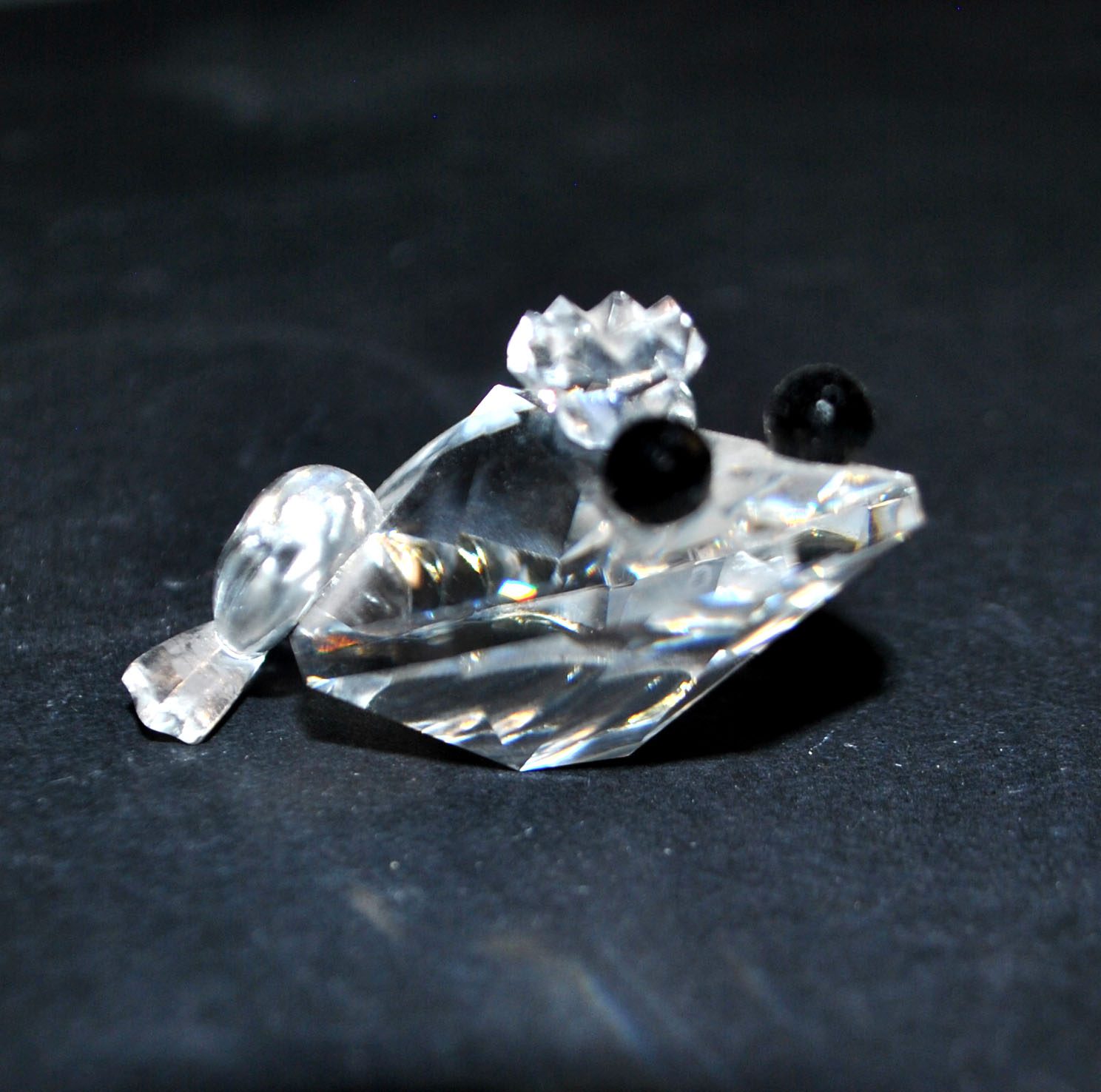 SWAROVSKI Décoration en cristal taillé Grenouille signé Logo SC Vintage 1980