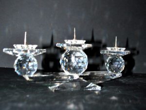 SWAROVSKI Bougeoir en CRISTAL taillé signé SC Swarovski Design 1980