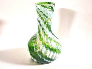 MURANO Vase en verre soufflé filigrane vert VINTAGE 1960