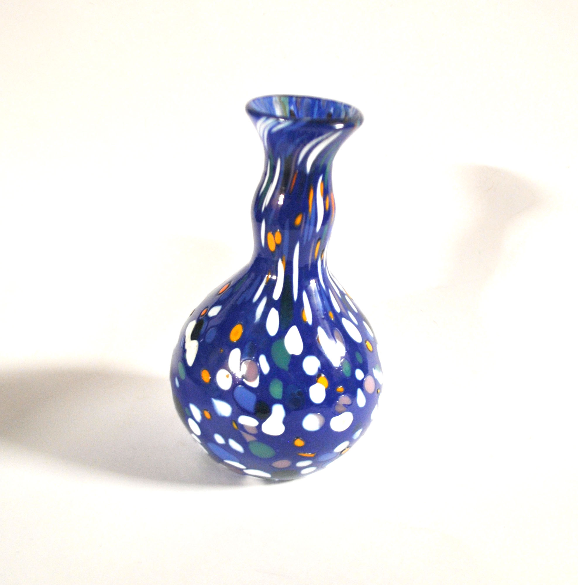 BIOT Vase verre soufflé bleu doublé pastille couleur DESIGN signé "ARNOLD BIOT" – Image 3