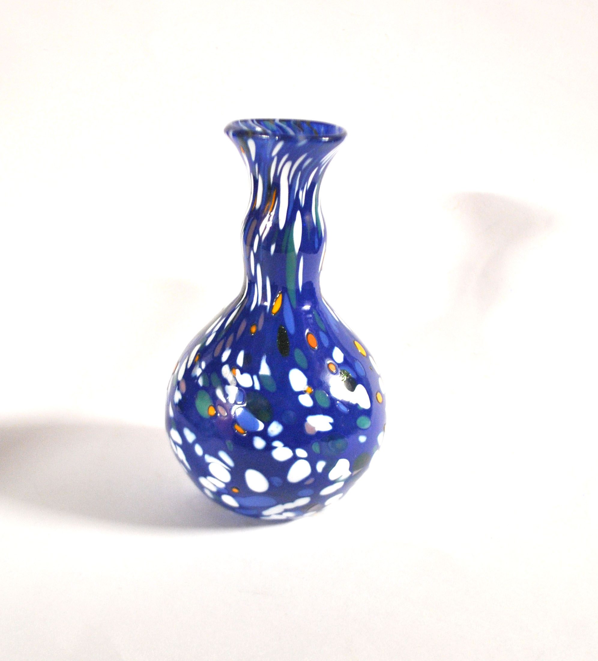 BIOT Vase verre soufflé bleu doublé pastille couleur DESIGN signé "ARNOLD BIOT" – Image 4