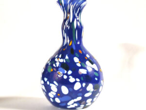 BIOT Vase verre soufflé bleu doublé pastille couleur DESIGN signé "ARNOLD BIOT"