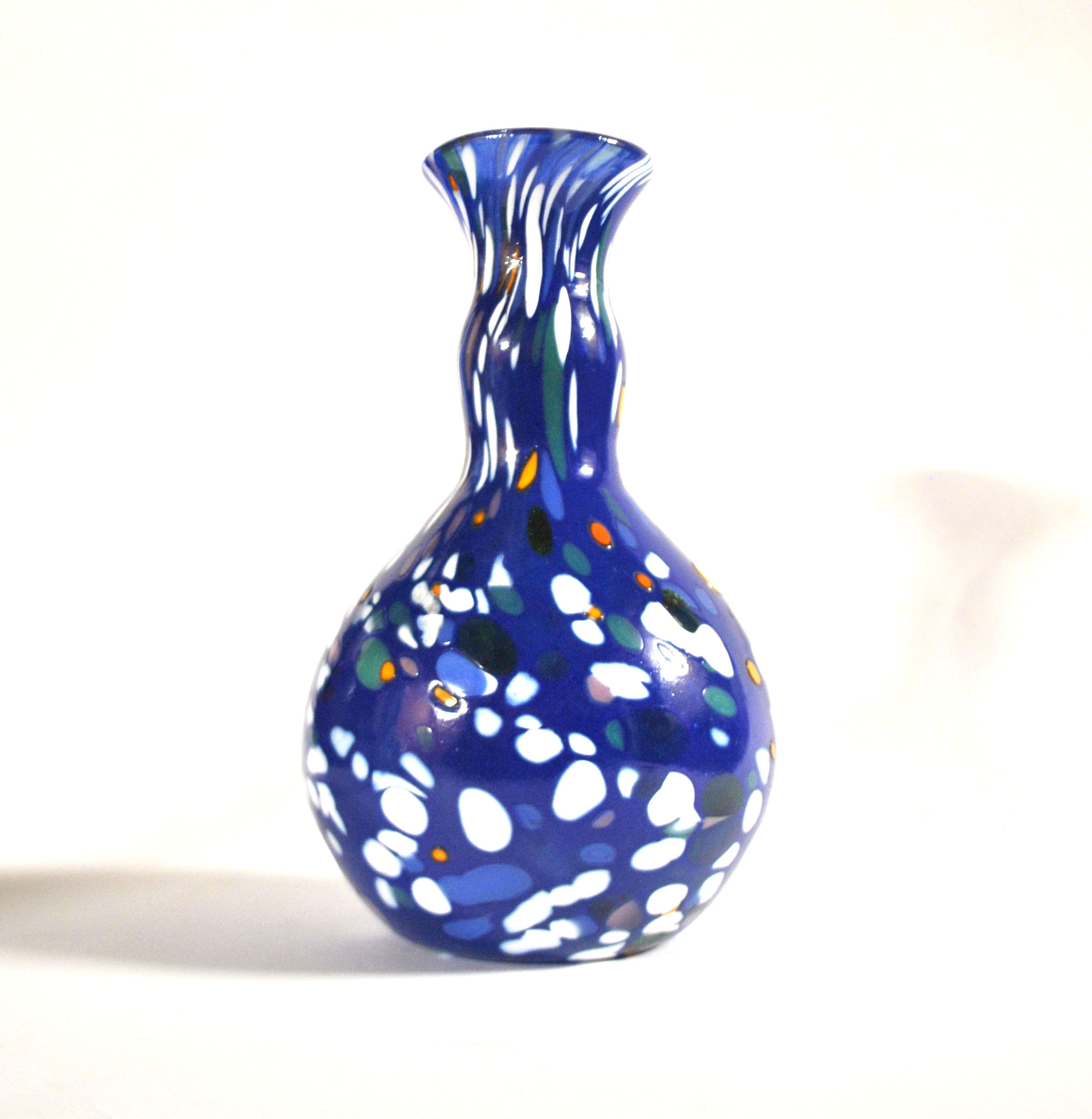BIOT Vase verre soufflé bleu doublé pastille couleur DESIGN signé "ARNOLD BIOT"