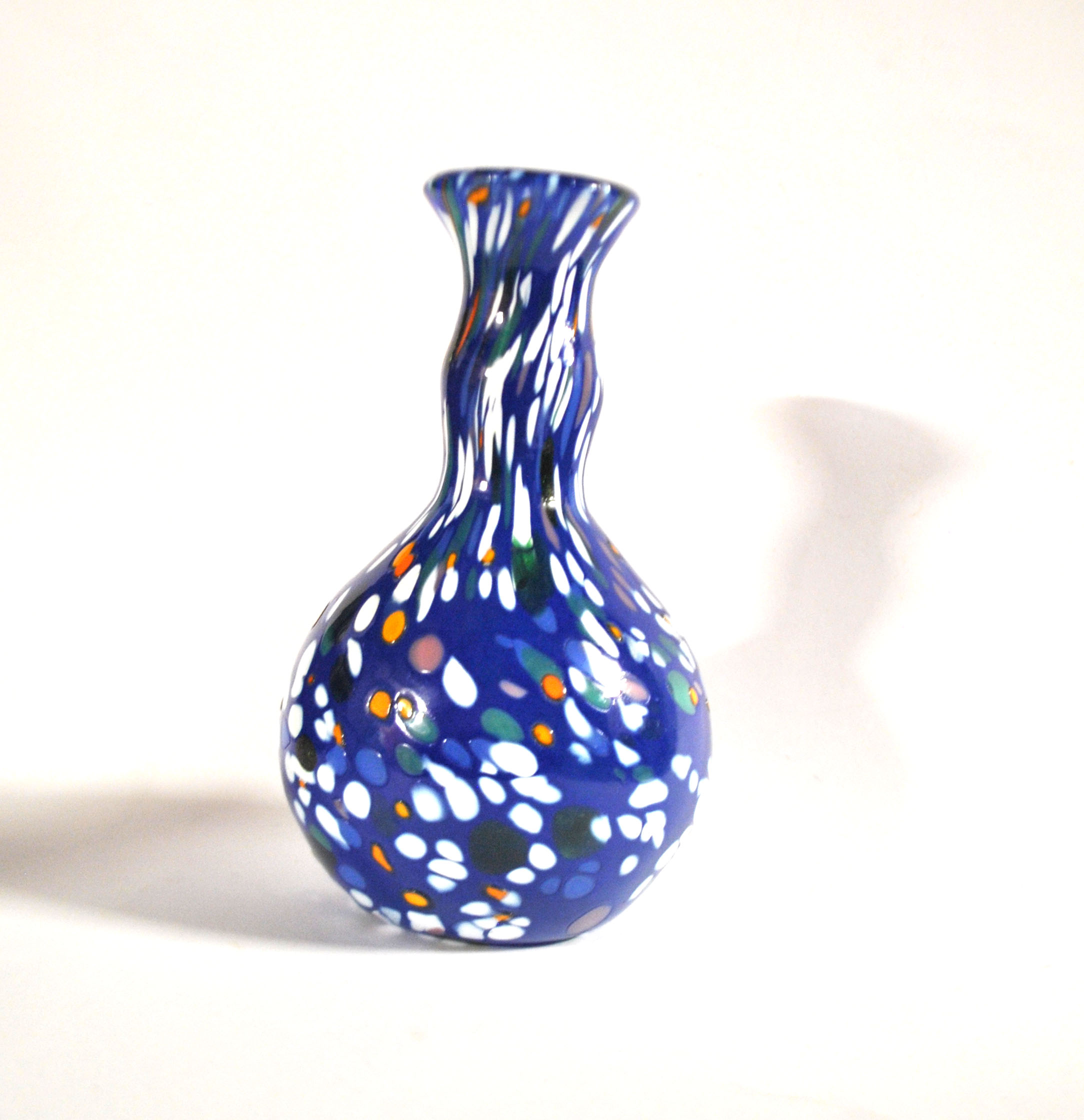 BIOT Vase verre soufflé bleu doublé pastille couleur DESIGN signé "ARNOLD BIOT" – Image 5