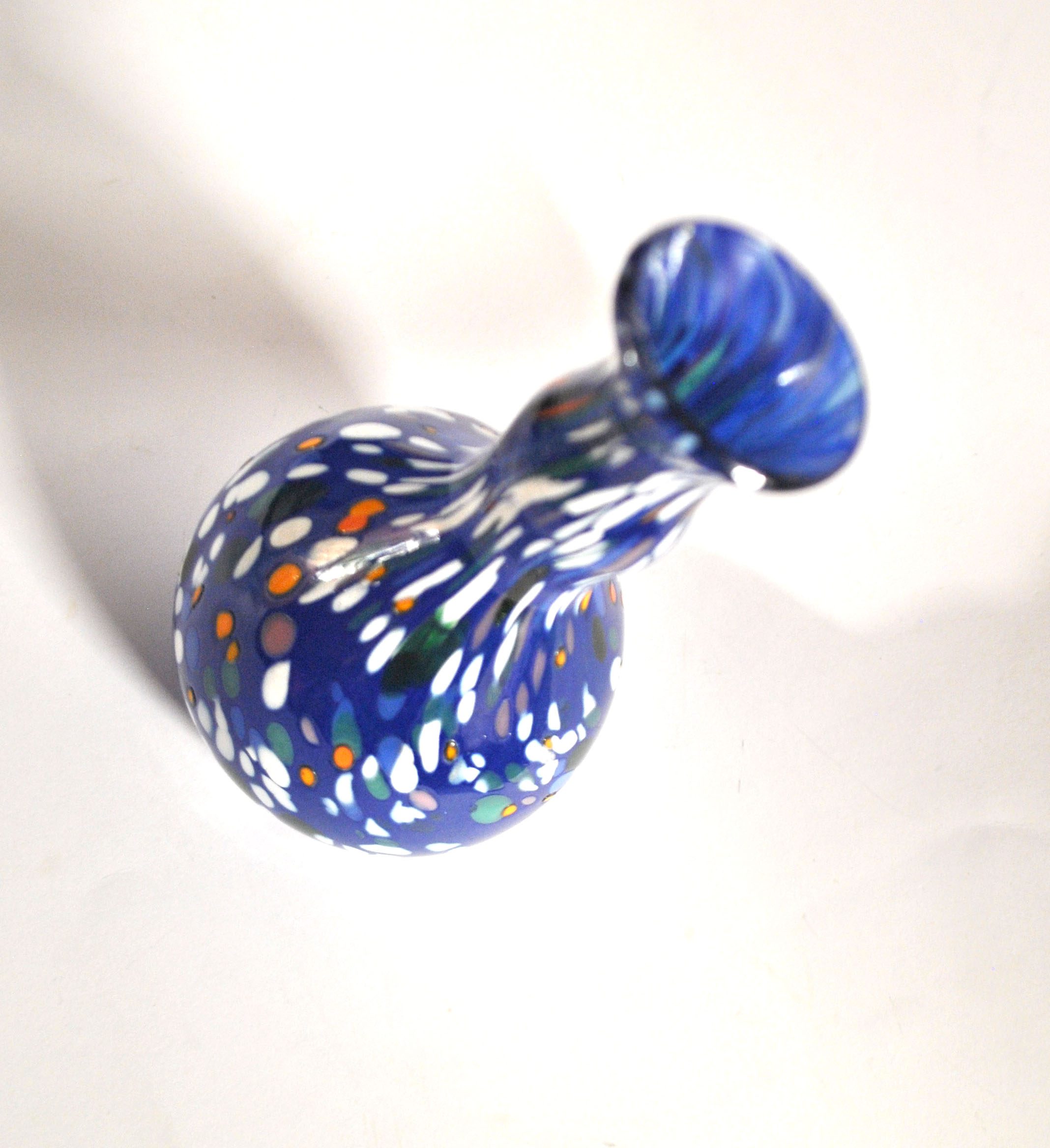 BIOT Vase verre soufflé bleu doublé pastille couleur DESIGN signé "ARNOLD BIOT" – Image 6