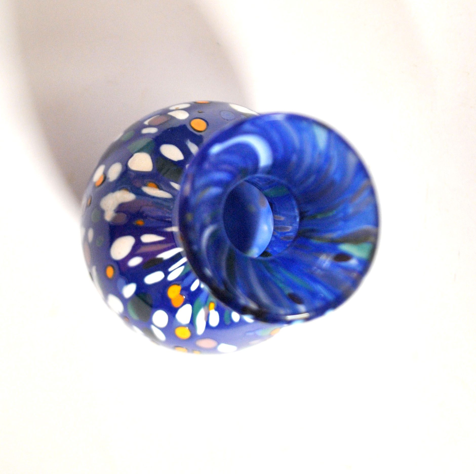 BIOT Vase verre soufflé bleu doublé pastille couleur DESIGN signé "ARNOLD BIOT" – Image 7