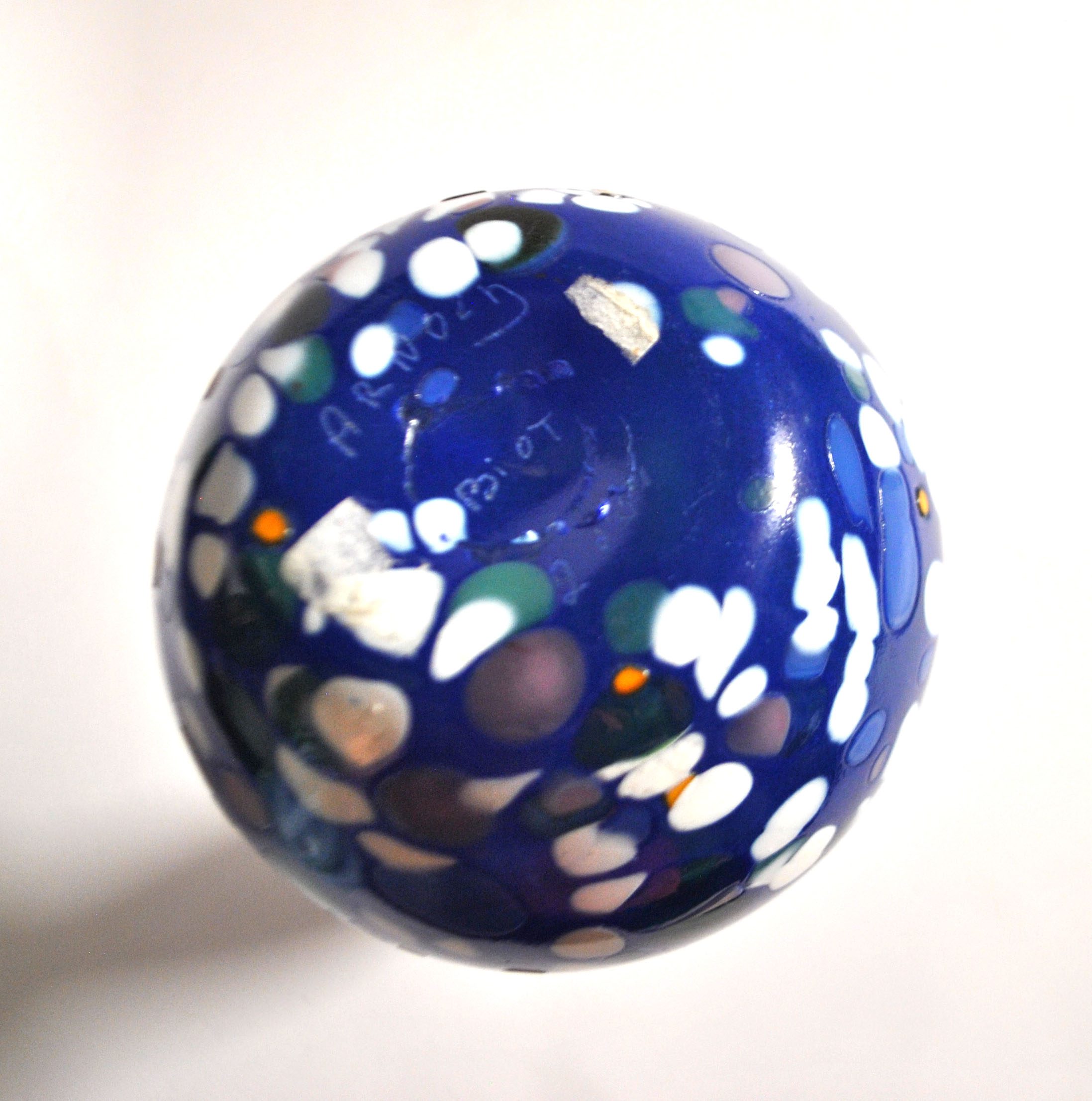 BIOT Vase verre soufflé bleu doublé pastille couleur DESIGN signé "ARNOLD BIOT" – Image 10