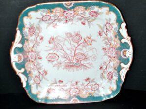 SARREGUEMINES Plat carré en porcelaine modèle MINTON 215 décor japonisant