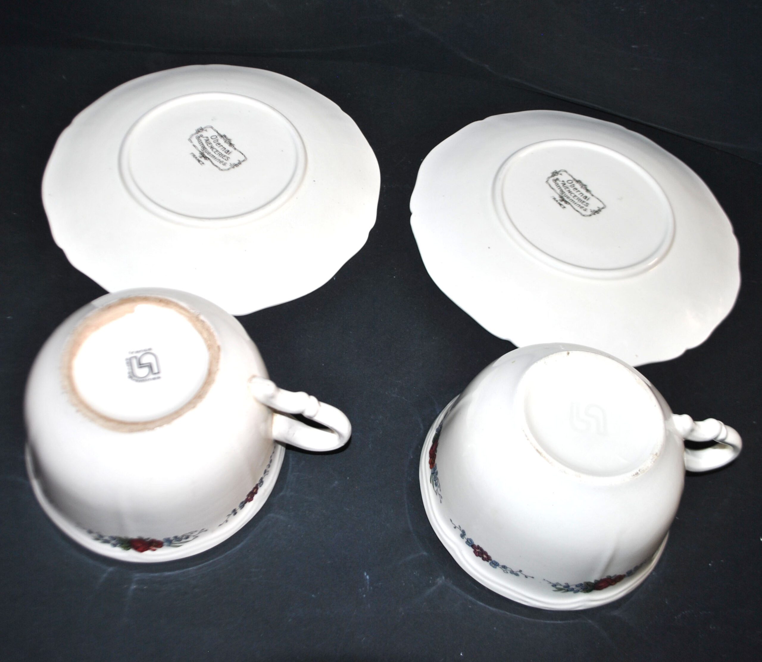 SARREGUEMINES Lot 2 tasses déjeuner Faïence OBERNAI Ganzeliese et Tricot – Image 8