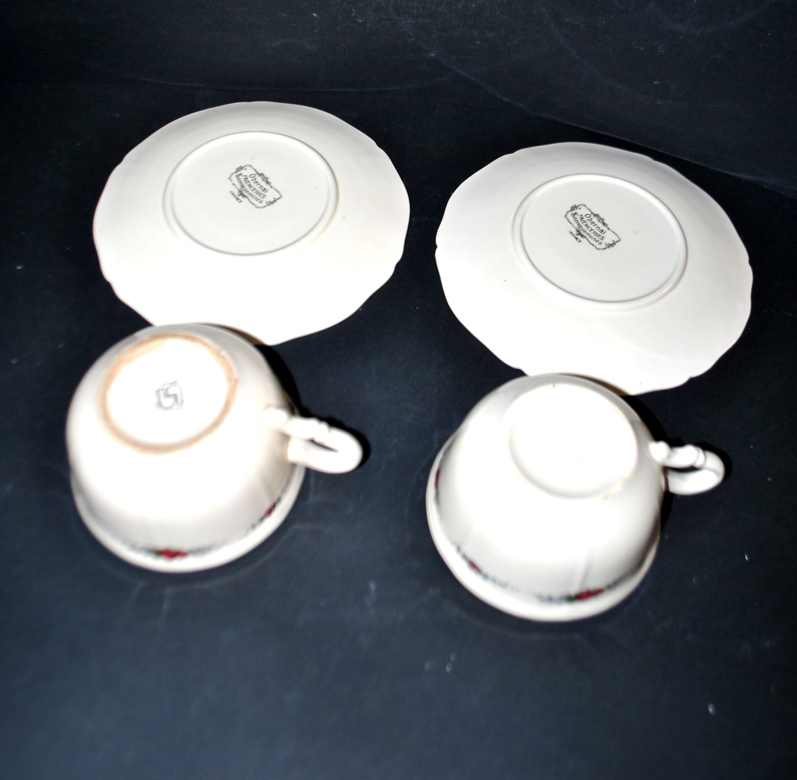 SARREGUEMINES Lot 2 tasses déjeuner Faïence OBERNAI Ganzeliese et Tricot – Image 9