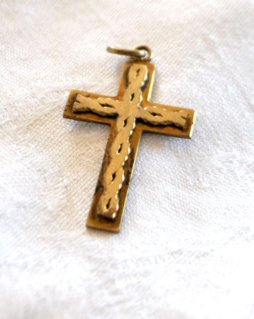 Pendentif croix tressage en Plaqué Or - Collier Bijou vintage – Image 12