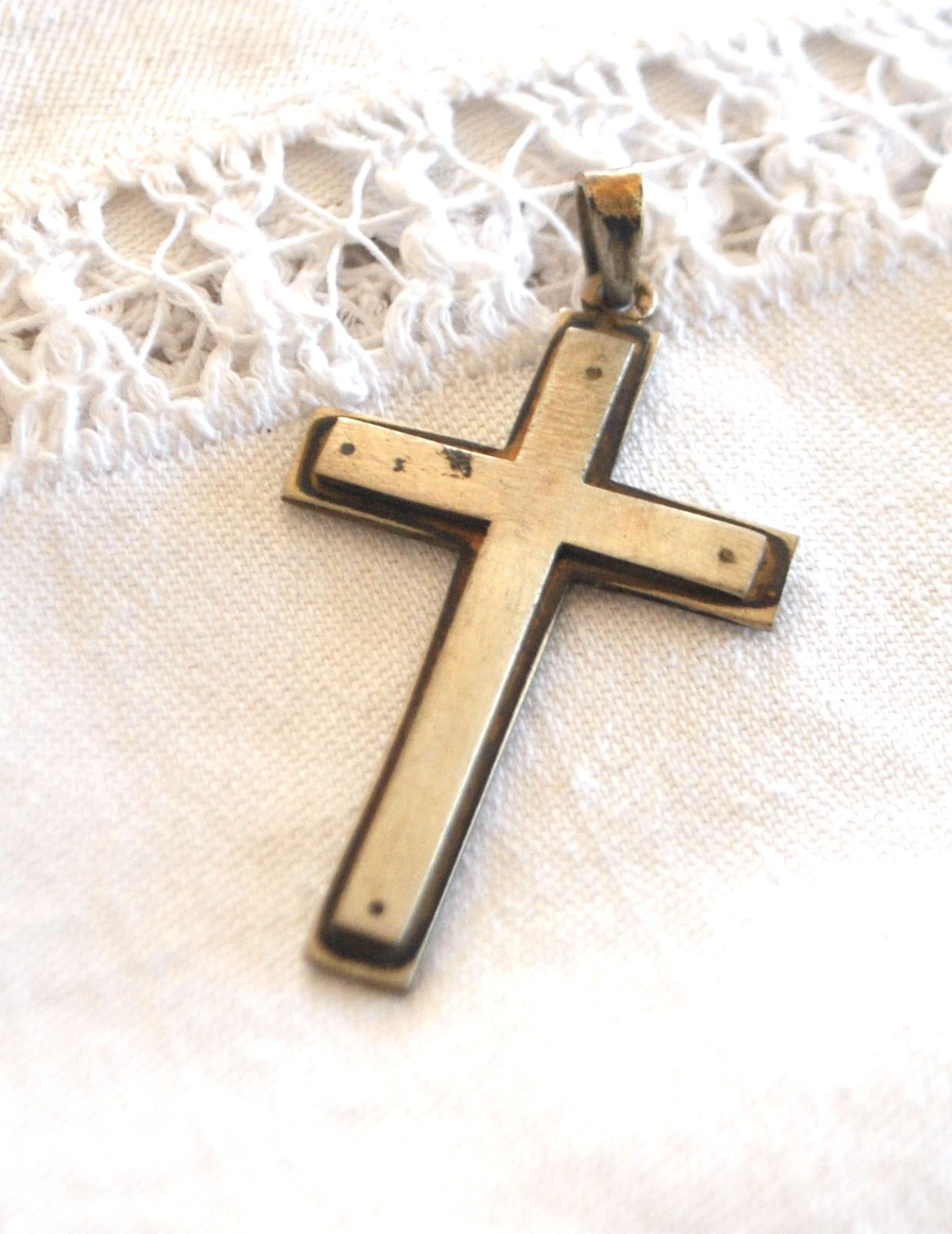Pendentif croix en ARGENT 800 crabe - Collier Bijou rétro 1920 – Image 5