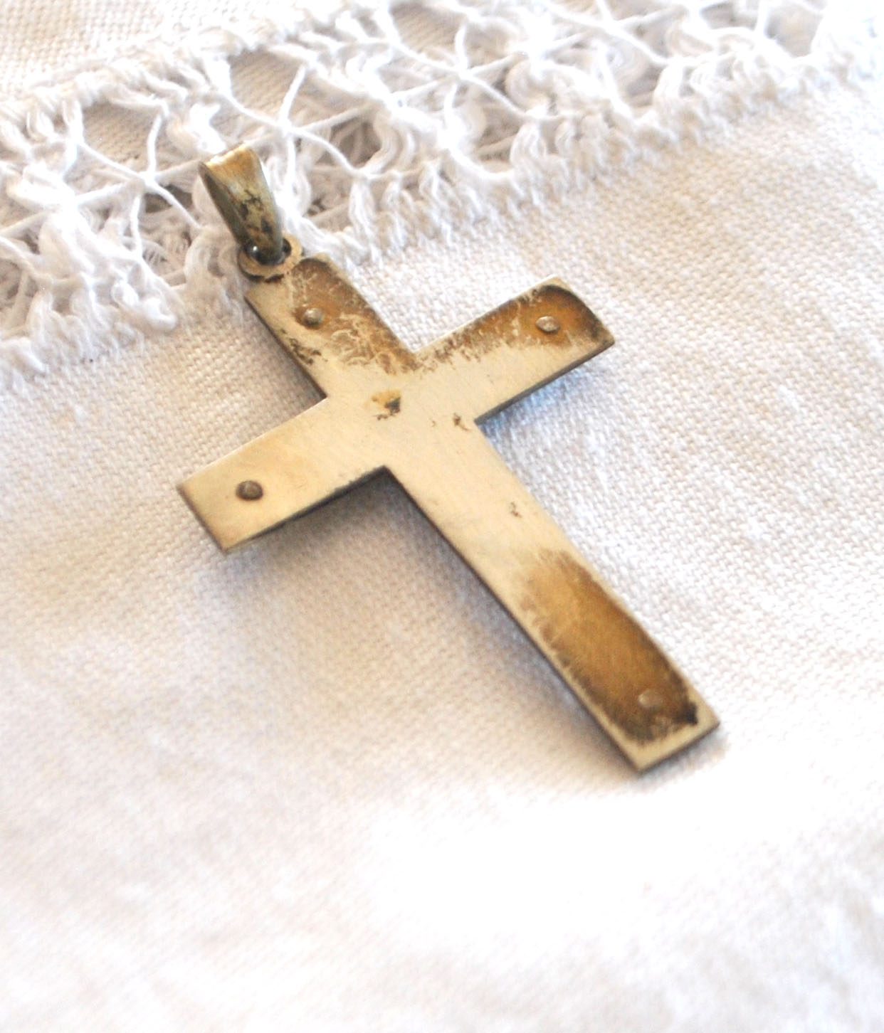 Pendentif croix en ARGENT 800 crabe - Collier Bijou rétro 1920 – Image 6