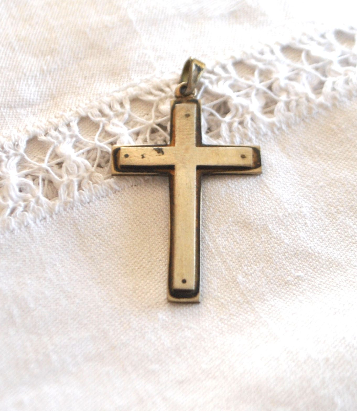 Pendentif croix en ARGENT 800 crabe - Collier Bijou rétro 1920